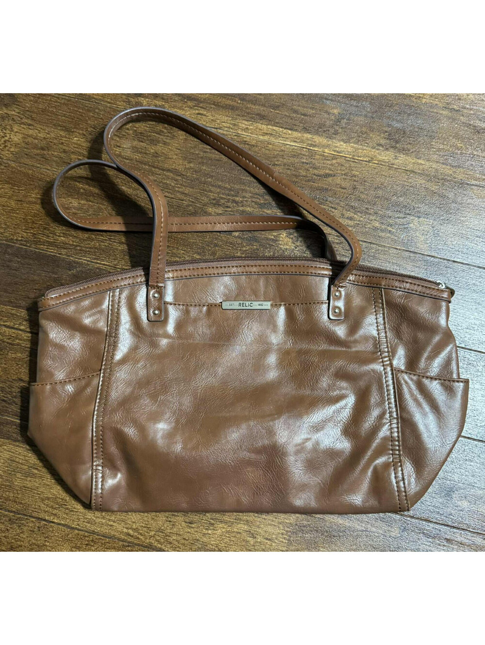 Vintage Relic By Fossil Tan Faux Leather Shoulder Purse/Handbag 12.5x8.5x3 in
